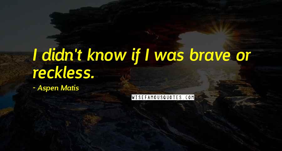 Aspen Matis quotes: I didn't know if I was brave or reckless.