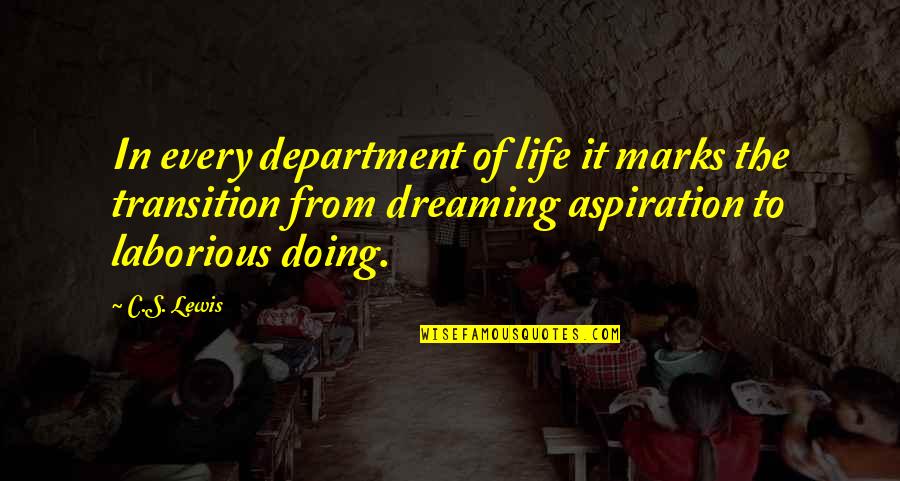 Aspiration In Life Quotes By C.S. Lewis: In every department of life it marks the