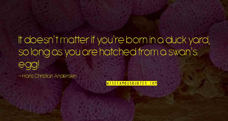 Aspirations And Dreams Quotes By Hans Christian Andersen: It doesn't matter if you're born in a