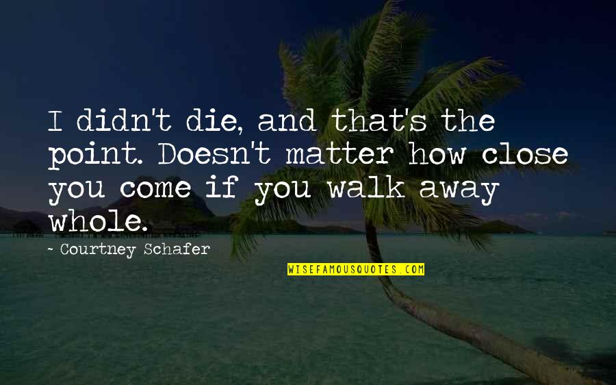 Assadi Fouad Quotes By Courtney Schafer: I didn't die, and that's the point. Doesn't Assadi Fouad Quotes By Courtney Schafer: I didn't die, and that's the point. Doesn't