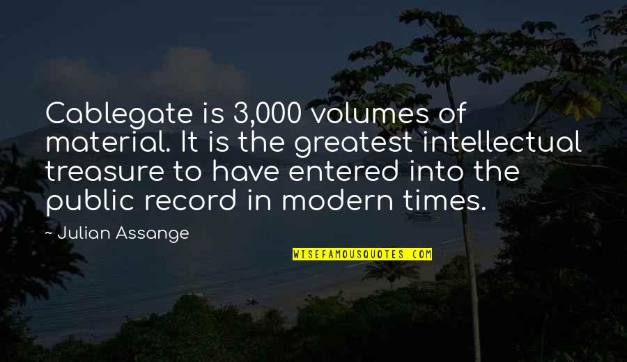 Assange Quotes By Julian Assange: Cablegate is 3,000 volumes of material. It is