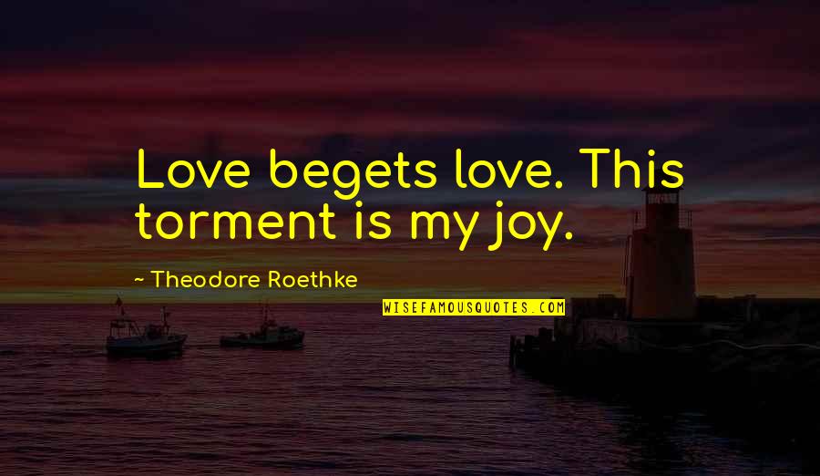 Assassiner Traduction Quotes By Theodore Roethke: Love begets love. This torment is my joy. Assassiner Traduction Quotes By Theodore Roethke: Love begets love. This torment is my joy.