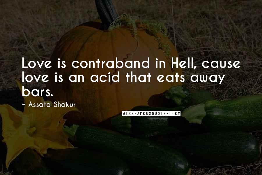 Assata Shakur quotes: Love is contraband in Hell, cause love is an acid that eats away bars.