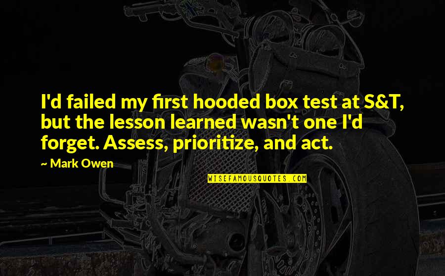 Assent Compliance Quotes By Mark Owen: I'd failed my first hooded box test at