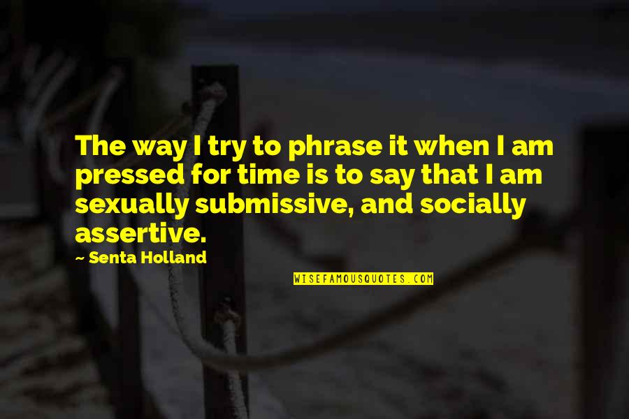 Assertive Quotes By Senta Holland: The way I try to phrase it when