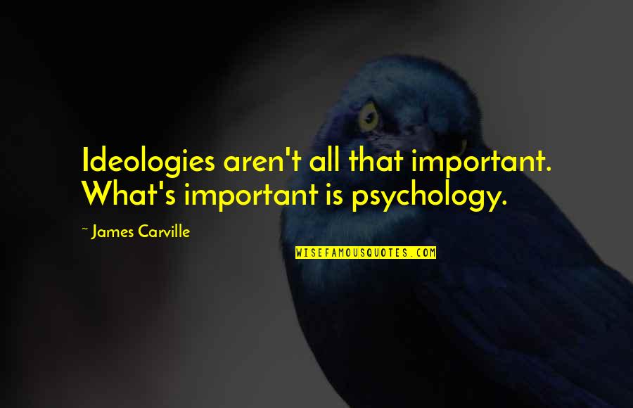 Assesment Quotes By James Carville: Ideologies aren't all that important. What's important is