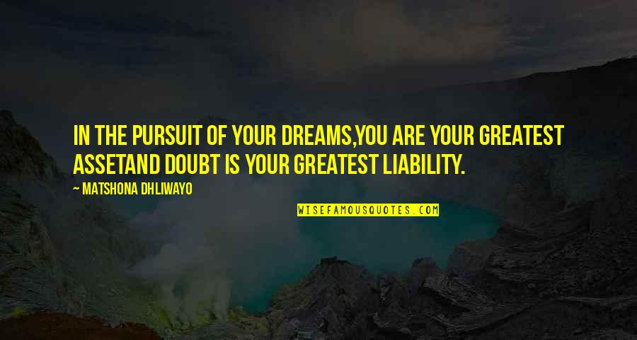 Asset Liability Quotes By Matshona Dhliwayo: In the pursuit of your dreams,you are your