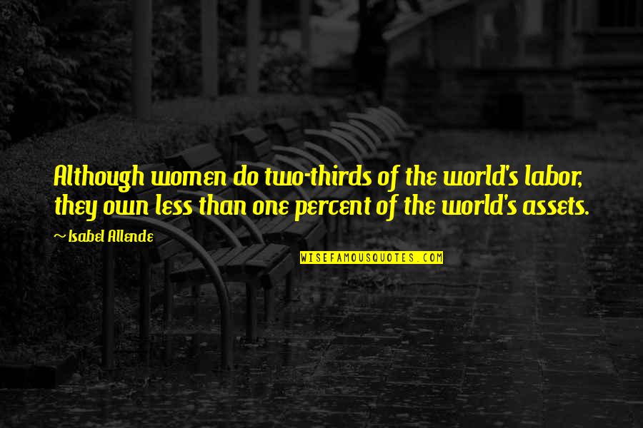 Assets Quotes By Isabel Allende: Although women do two-thirds of the world's labor,