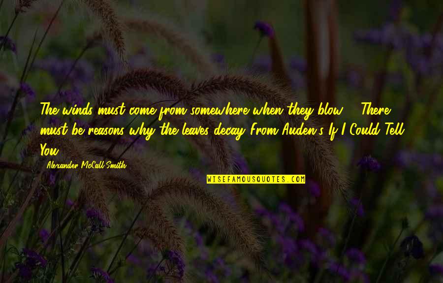 Assilex Quotes By Alexander McCall Smith: The winds must come from somewhere when they
