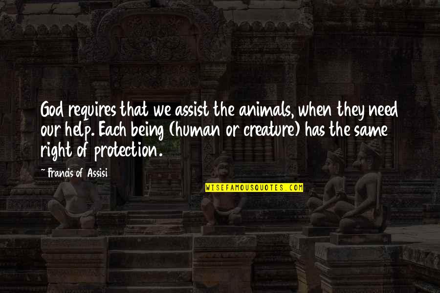Assist Quotes By Francis Of Assisi: God requires that we assist the animals, when