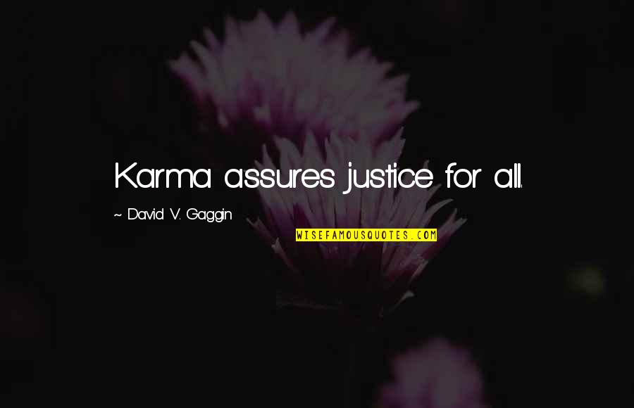 Assures Quotes By David V. Gaggin: Karma assures justice for all.