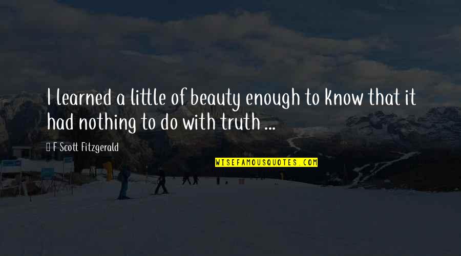 Astatic D 104 Quotes By F Scott Fitzgerald: I learned a little of beauty enough to