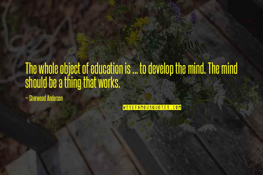 Asteroid Mining Quotes By Sherwood Anderson: The whole object of education is ... to