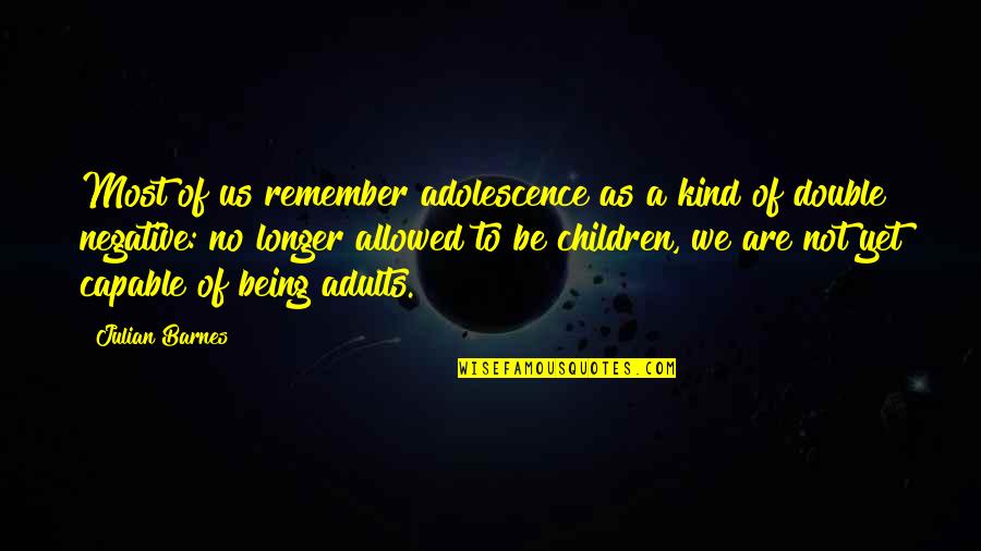 Asters Yellow Quotes By Julian Barnes: Most of us remember adolescence as a kind