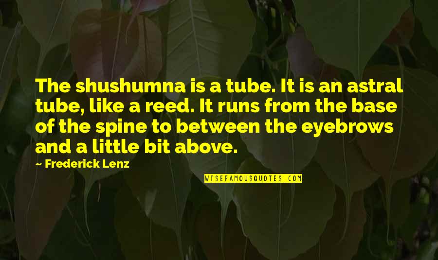 Astral Quotes By Frederick Lenz: The shushumna is a tube. It is an Astral Quotes By Frederick Lenz: The shushumna is a tube. It is an