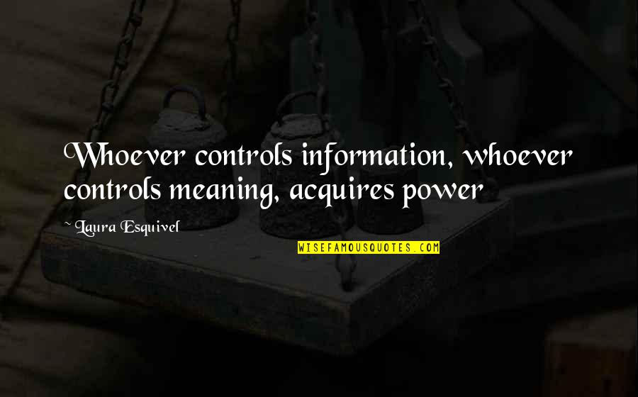 Astroturf Home Quotes By Laura Esquivel: Whoever controls information, whoever controls meaning, acquires power