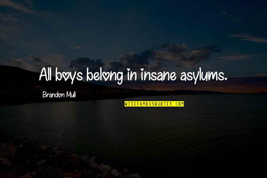 Asylums Quotes By Brandon Mull: All boys belong in insane asylums.