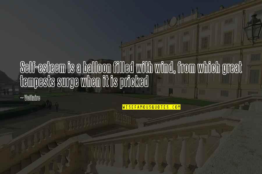 Asyndeton Rhetorical Device Quotes By Voltaire: Self-esteem is a balloon filled with wind, from