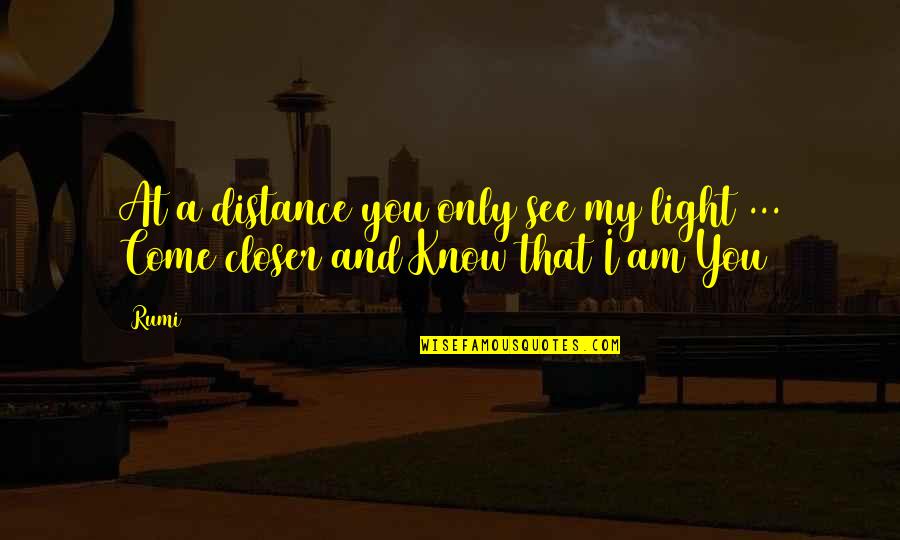 At A Distance Quotes By Rumi: At a distance you only see my light