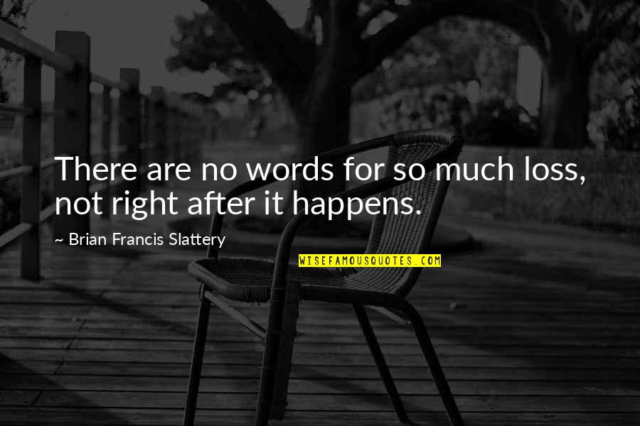 At A Loss For Words Quotes By Brian Francis Slattery: There are no words for so much loss,