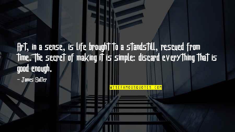 At A Standstill Quotes By James Salter: Art, in a sense, is life brought to