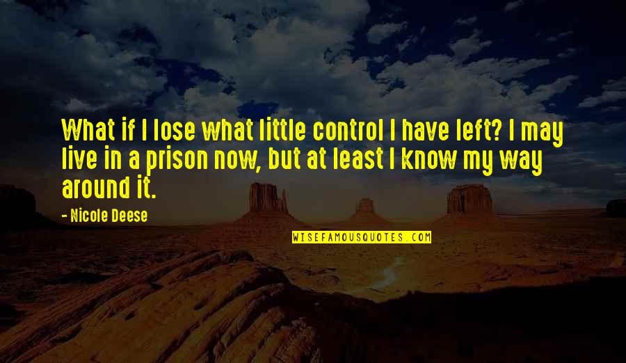At Least I Know Now Quotes By Nicole Deese: What if I lose what little control I