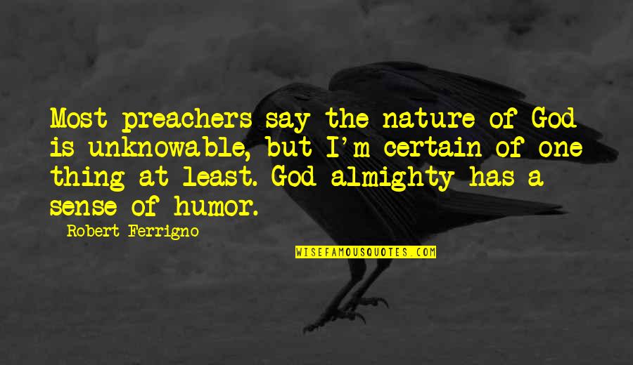 At Least Say Hi Quotes By Robert Ferrigno: Most preachers say the nature of God is