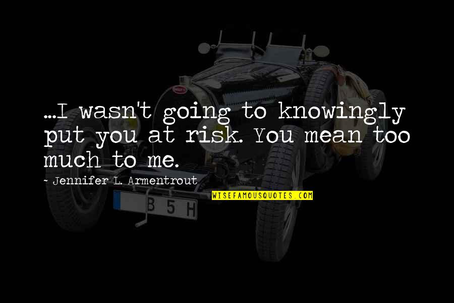 At Risk Quotes By Jennifer L. Armentrout: ...I wasn't going to knowingly put you at