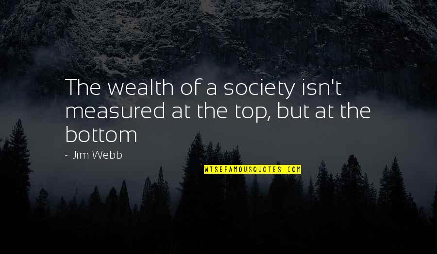 At The Bottom Quotes By Jim Webb: The wealth of a society isn't measured at