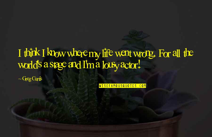 At This Stage In My Life Quotes By Greg Curtis: I think I know where my life went