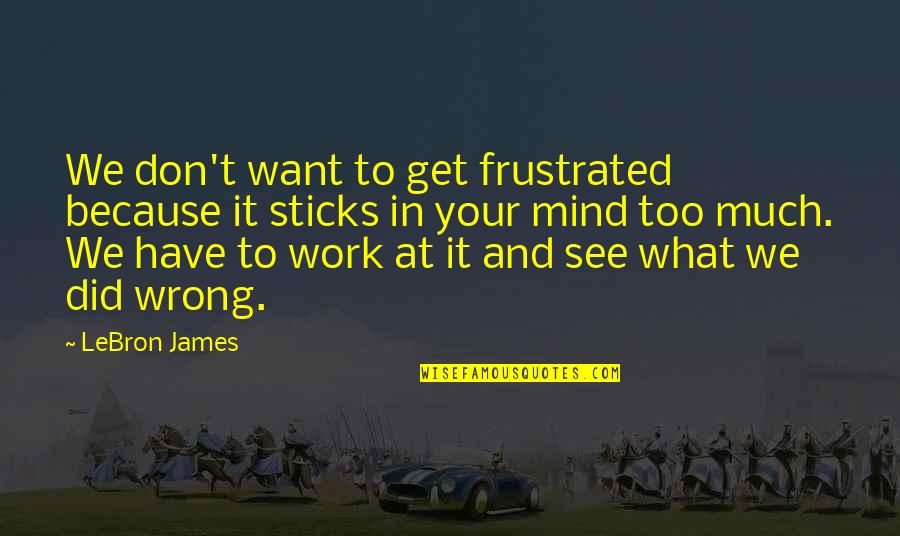 At Work Quotes By LeBron James: We don't want to get frustrated because it