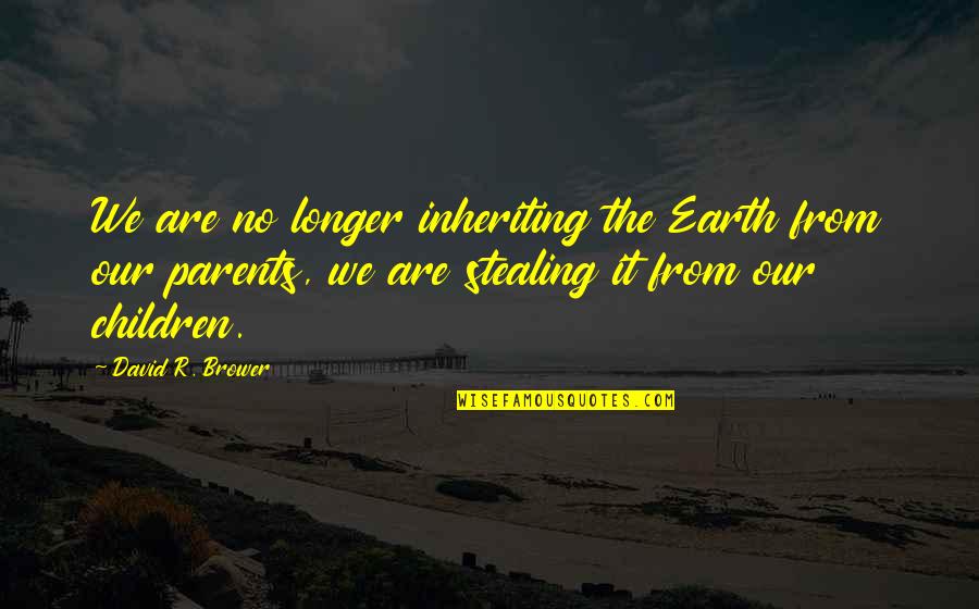 At Your Lowest Point Quotes By David R. Brower: We are no longer inheriting the Earth from