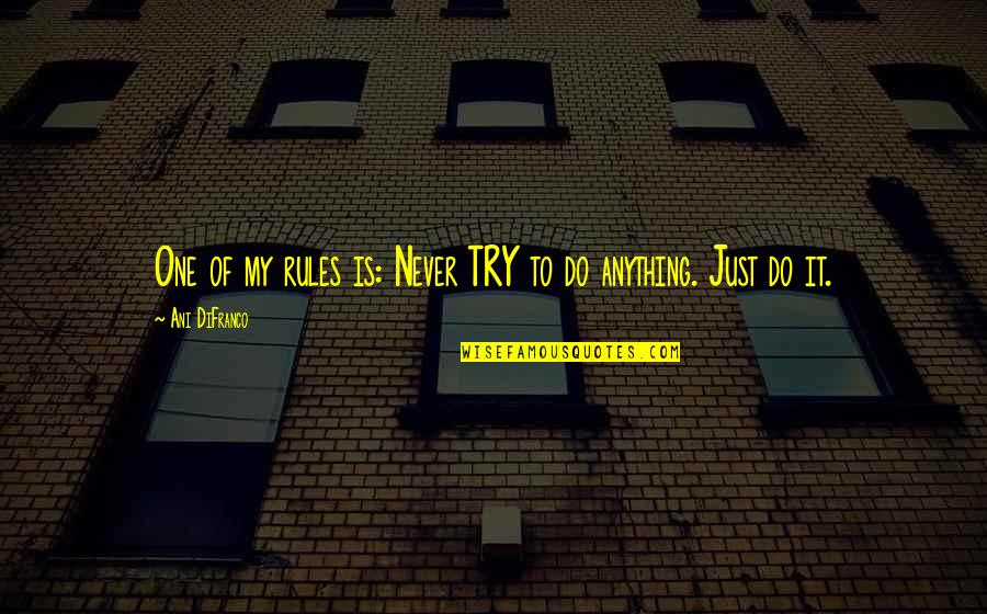 Atads Quotes By Ani DiFranco: One of my rules is: Never TRY to