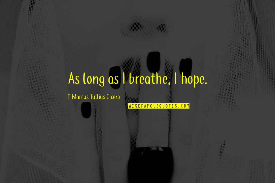 Atenciones De Matematicas Quotes By Marcus Tullius Cicero: As long as I breathe, I hope.
