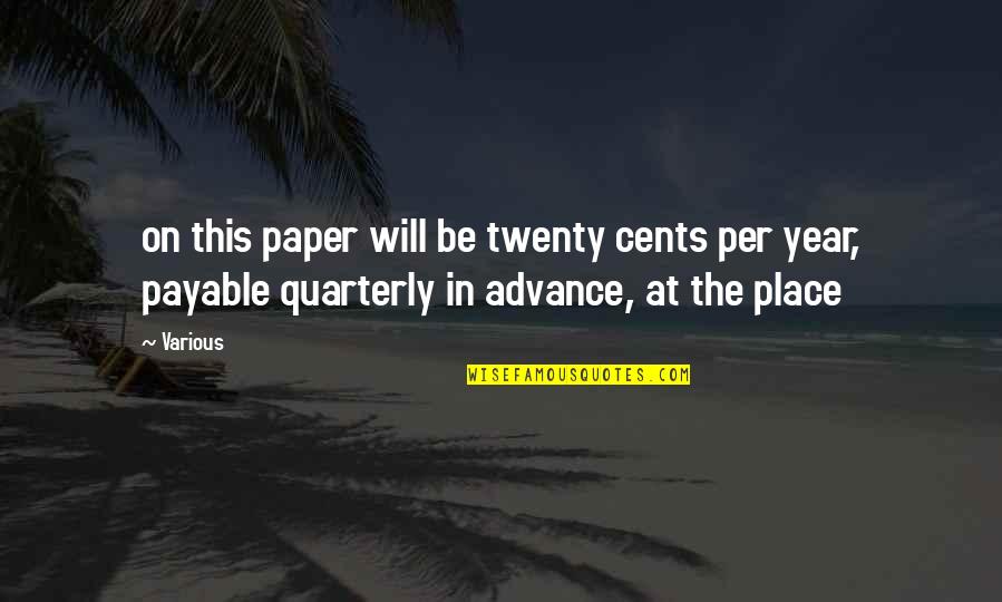 Atevi Quotes By Various: on this paper will be twenty cents per