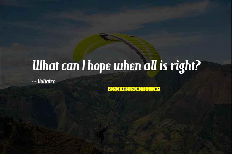 Atheism Positive Quotes By Voltaire: What can I hope when all is right?