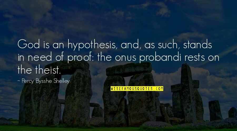 Atheism Vs Theism Quotes By Percy Bysshe Shelley: God is an hypothesis, and, as such, stands