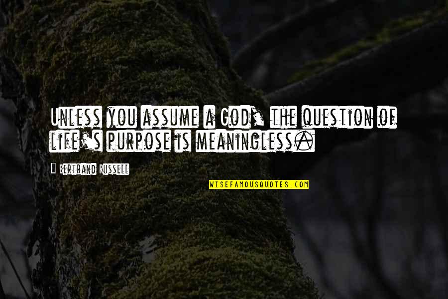 Atheism's Quotes By Bertrand Russell: Unless you assume a God, the question of