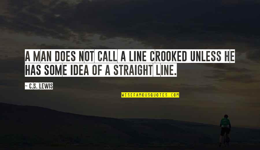 Atheism's Quotes By C.S. Lewis: A man does not call a line crooked