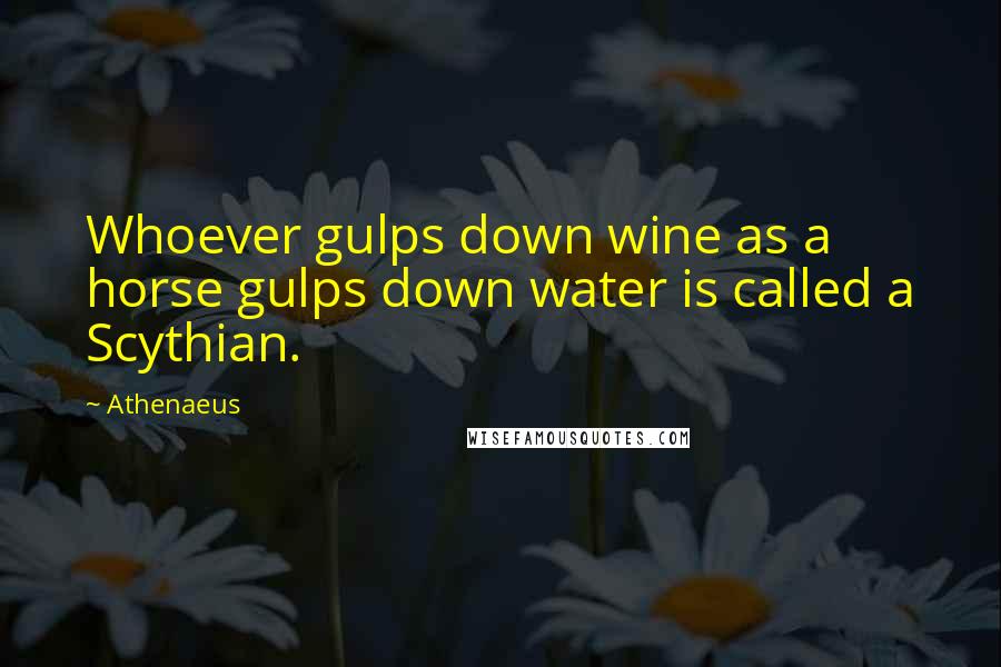 Athenaeus quotes: Whoever gulps down wine as a horse gulps down water is called a Scythian.