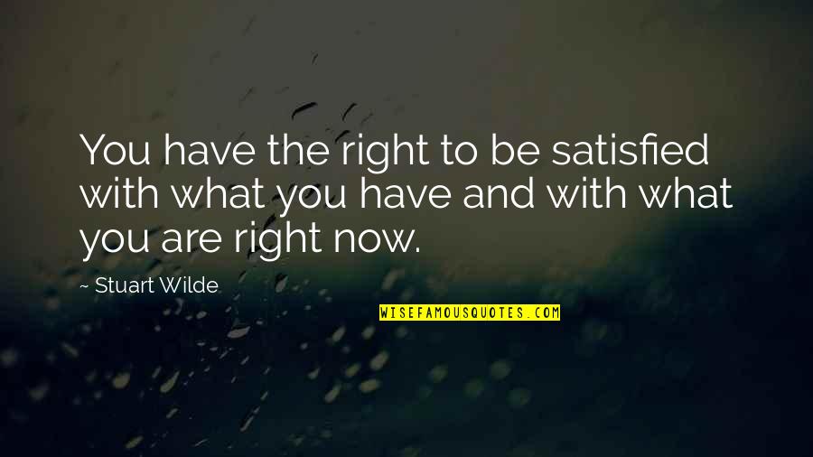 Athenians And Spartans Quotes By Stuart Wilde: You have the right to be satisfied with