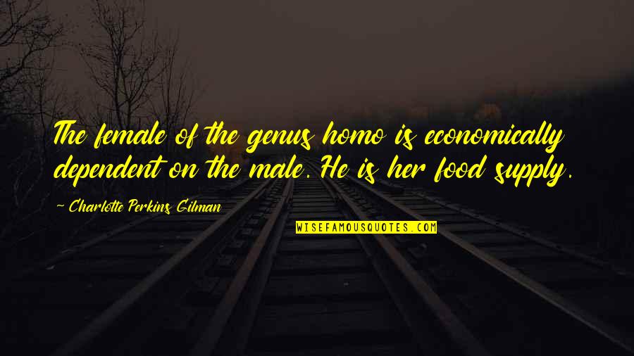 Athletes And Nutrition Quotes By Charlotte Perkins Gilman: The female of the genus homo is economically