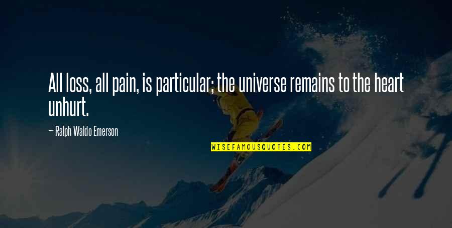 Atiende Sinonimo Quotes By Ralph Waldo Emerson: All loss, all pain, is particular; the universe