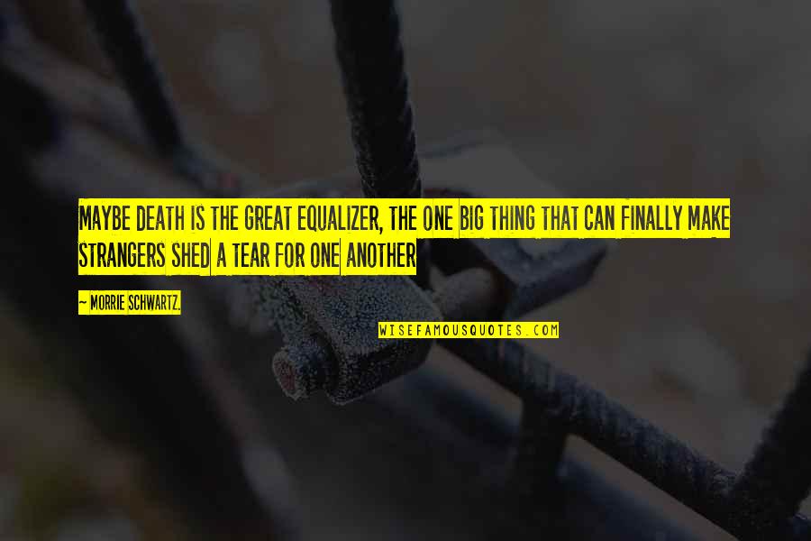 Atingle Quotes By Morrie Schwartz.: Maybe death is the great equalizer, the one