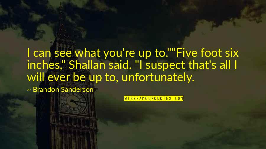 Atironta Quotes By Brandon Sanderson: I can see what you're up to.""Five foot