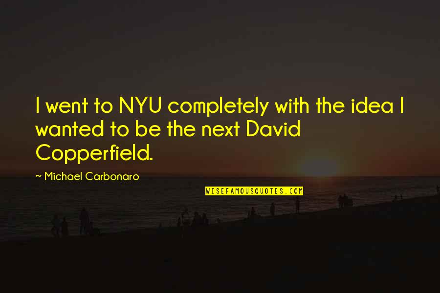 Atjo Admart Quotes By Michael Carbonaro: I went to NYU completely with the idea