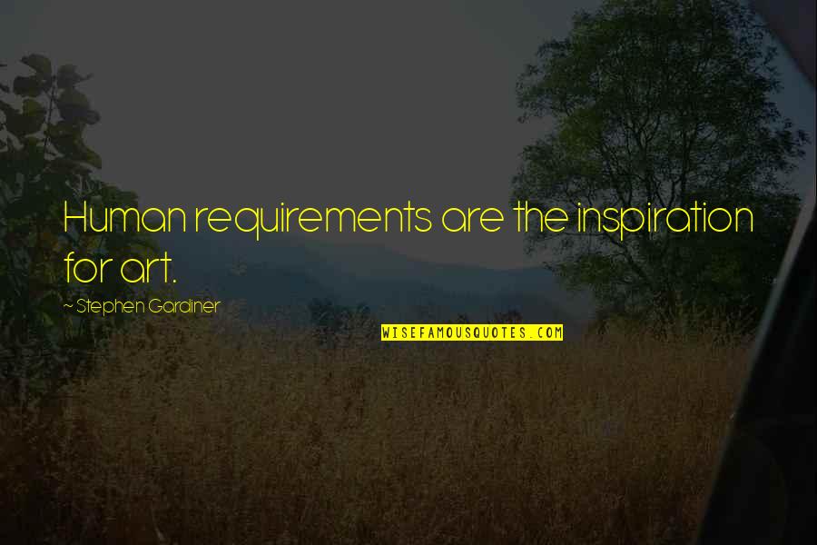 Atkalis Quotes By Stephen Gardiner: Human requirements are the inspiration for art. Atkalis Quotes By Stephen Gardiner: Human requirements are the inspiration for art.