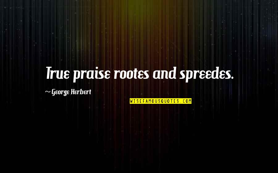 Atlanteans Lyrics Quotes By George Herbert: True praise rootes and spreedes.