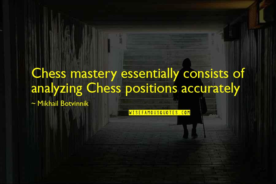 Atlantic Ocean Quotes By Mikhail Botvinnik: Chess mastery essentially consists of analyzing Chess positions