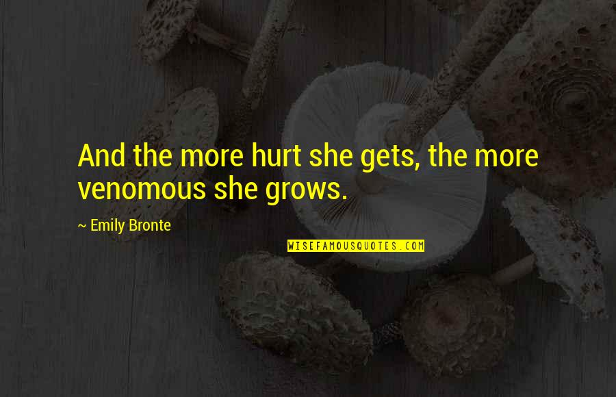 Atlarla Qadinlarin Quotes By Emily Bronte: And the more hurt she gets, the more